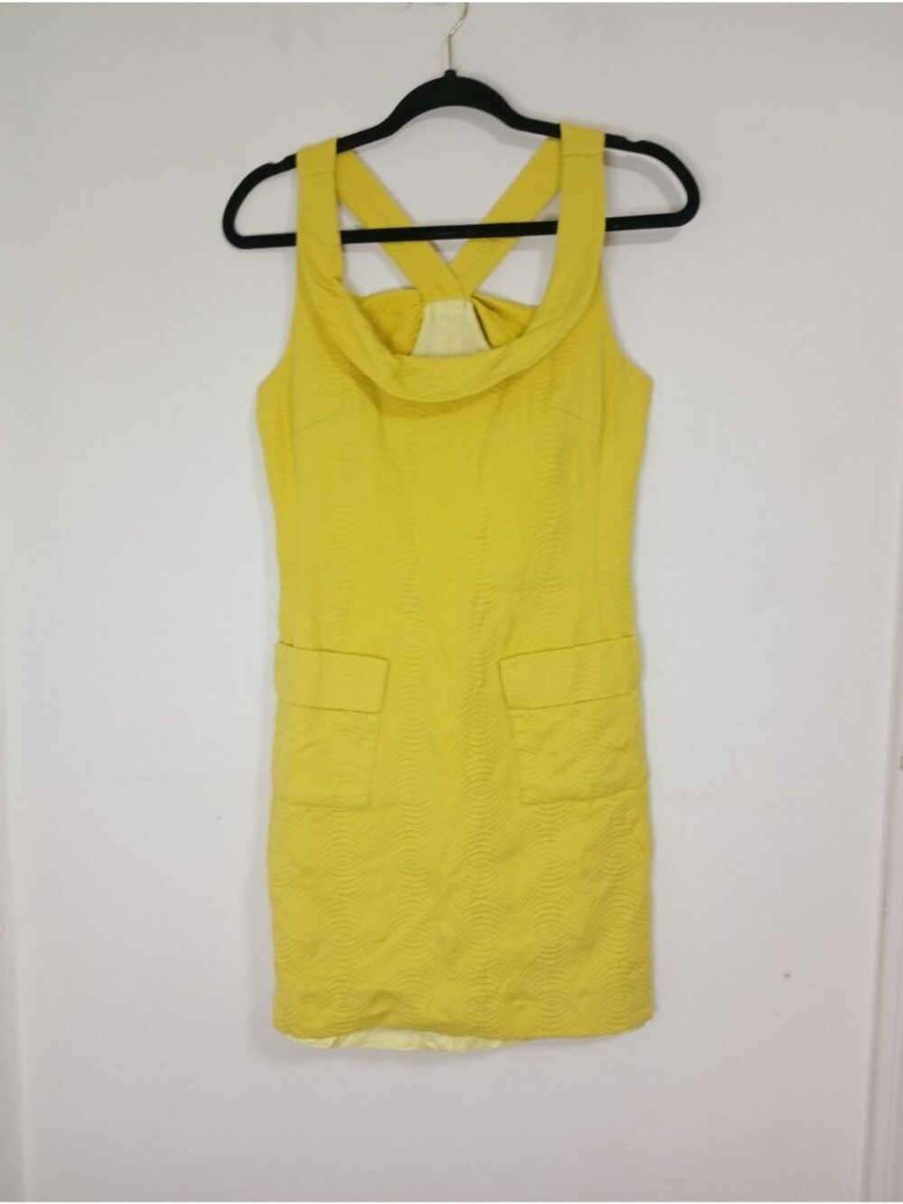Trina Turk Yellow Textured Cotton Bow Back Dress Size 2
